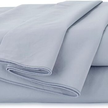 200 Thread Count Long Staple 100% Organic Cotton 3 Piece Twin Bed Sheet Set - 1 Fitted Sheet, 1 Flat Sheet, 1 Pillow case - Hotel Quality Fade Resistant - Twin Size Sheet Set (Twin,Blue)